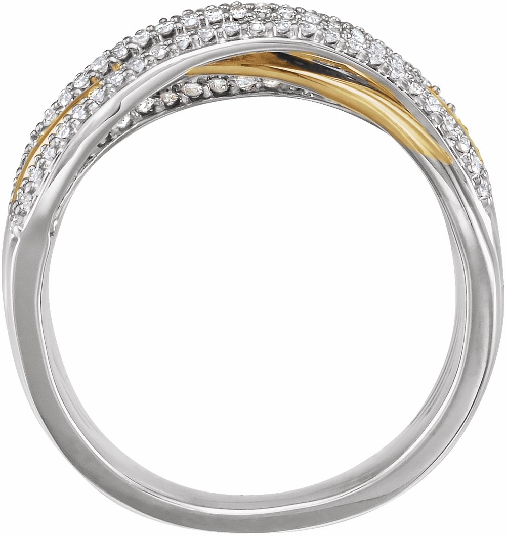 14K White/Yellow 1/2 CTW Natural Diamond Criss-Cross Ring