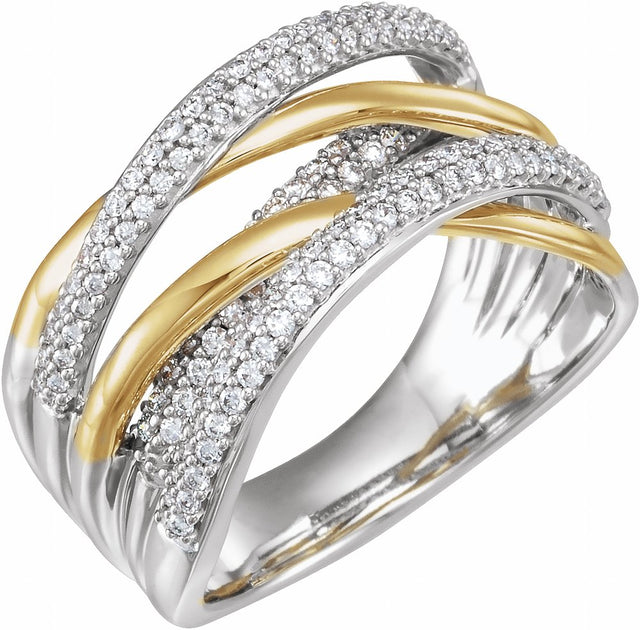 14K White/Yellow 1/2 CTW Natural Diamond Criss-Cross Ring