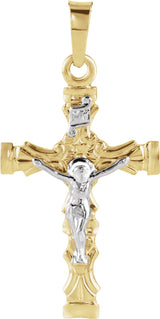 14K Yellow/White 21.5x14.5 mm Crucifix Pendant