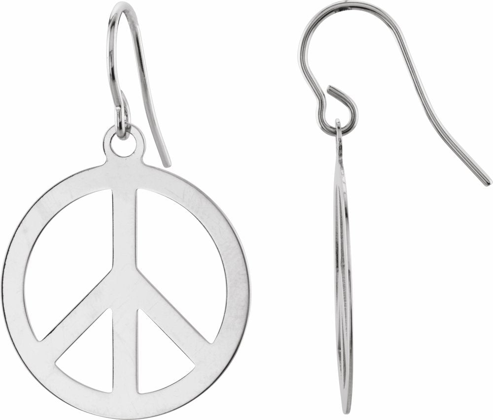 14K White Peace Sign Earrings