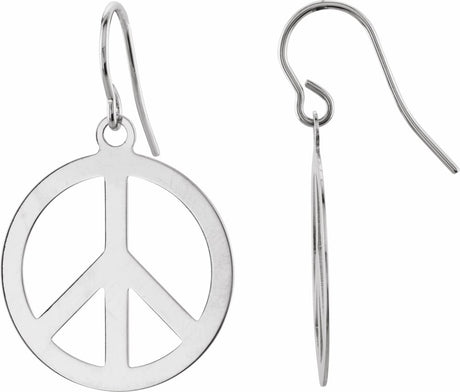 14K White Peace Sign Earrings
