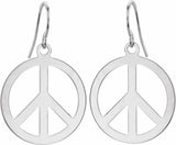 14K White Peace Sign Earrings
