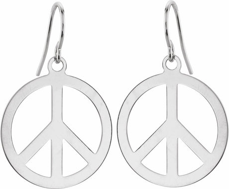14K White Peace Sign Earrings