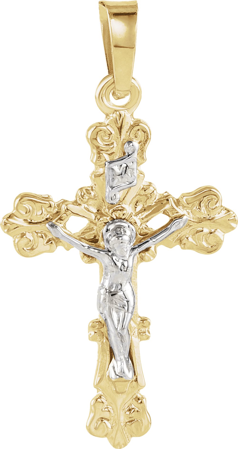 14K Yellow/White 20.5x15 mm Crucifix Pendant 