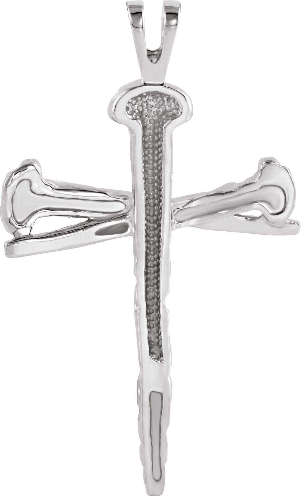 14K White Gold Nail Design Cross Pendant