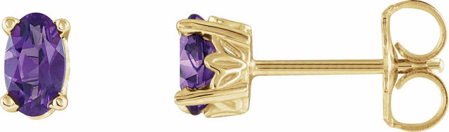 14K Yellow Gold Natural Amethyst Earrings