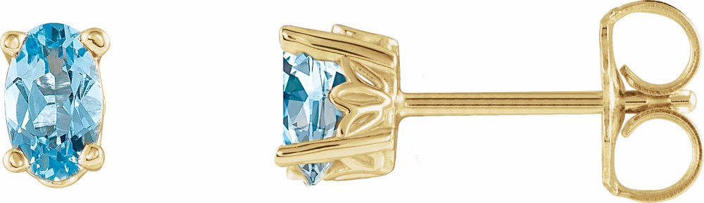 14K Yellow Natural Aquamarine Earrings