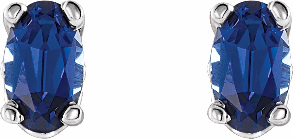 14K White Lab-Grown Blue Sapphire Earrings