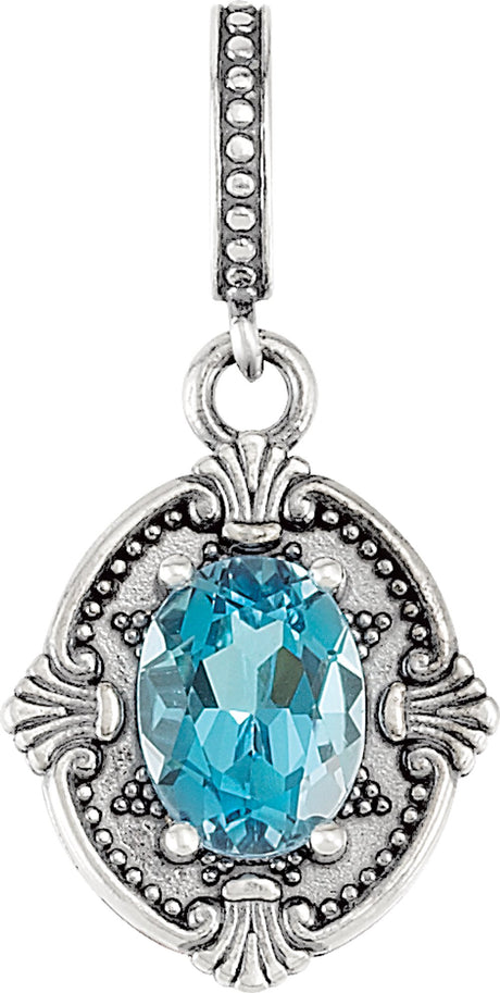 Sterling Silver Natural Swiss Blue Topaz Pendant 