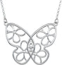 Sterling Silver Butterfly & Floral 15.5" Necklace   