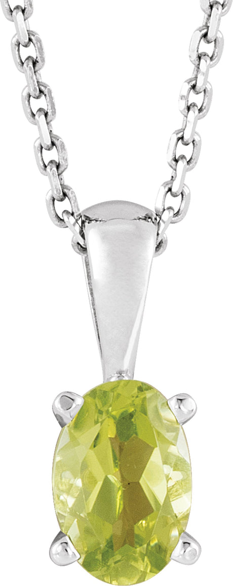 Sterling Silver Natural Peridot 16-18" Necklace