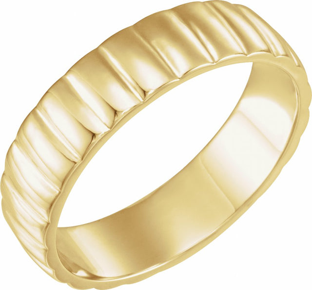 14K Yellow Gold 6 mm Grooved Half Round Band Size 7