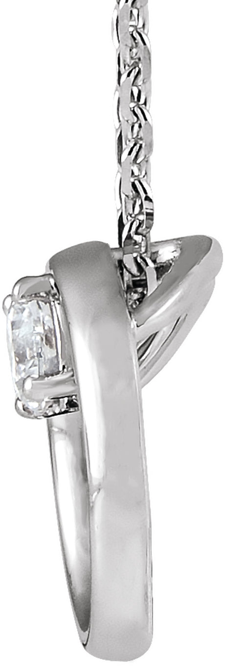 14K White Gold 1/10 CT Natural Diamond Circle 16-18" Necklace