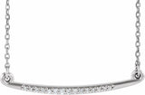Sterling Silver .05 CTW Natural Diamond Curved Bar 16-18" Necklace
