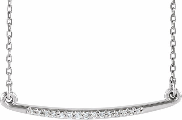 Sterling Silver .05 CTW Natural Diamond Curved Bar 16-18" Necklace