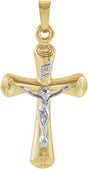 14K Yellow/White 22x15 mm Crucifix Pendant