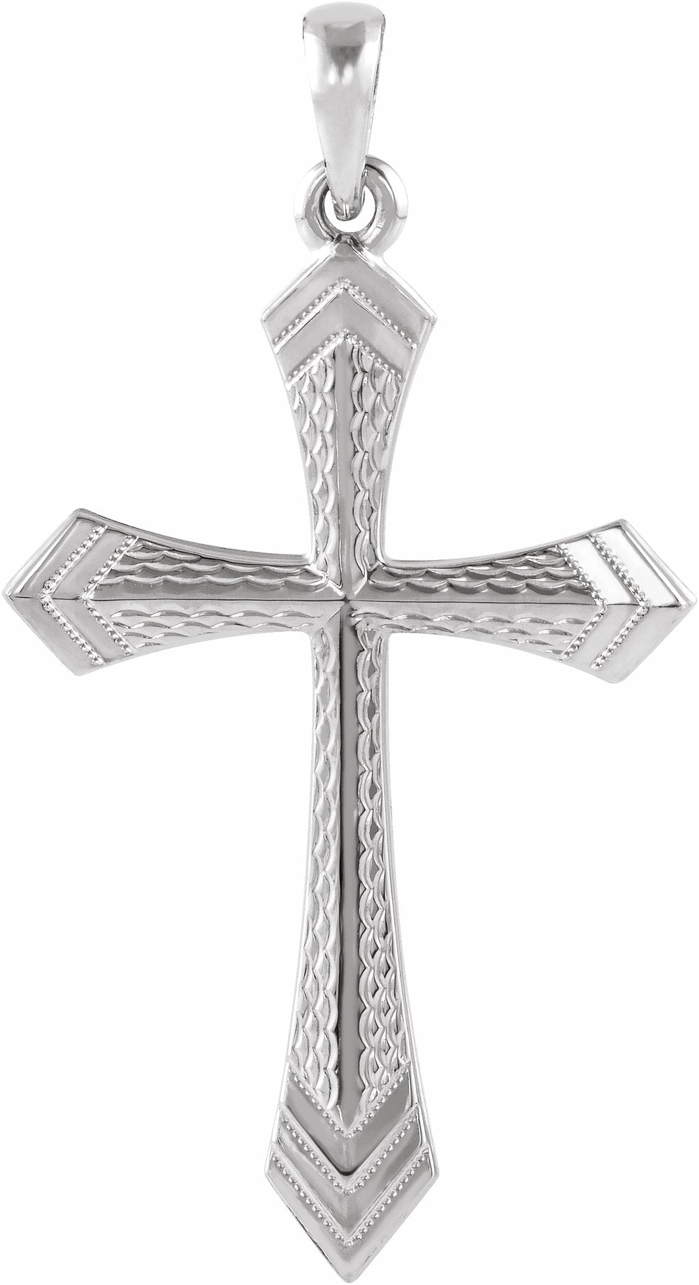 14K White 32x21 mm Cross Pendant 