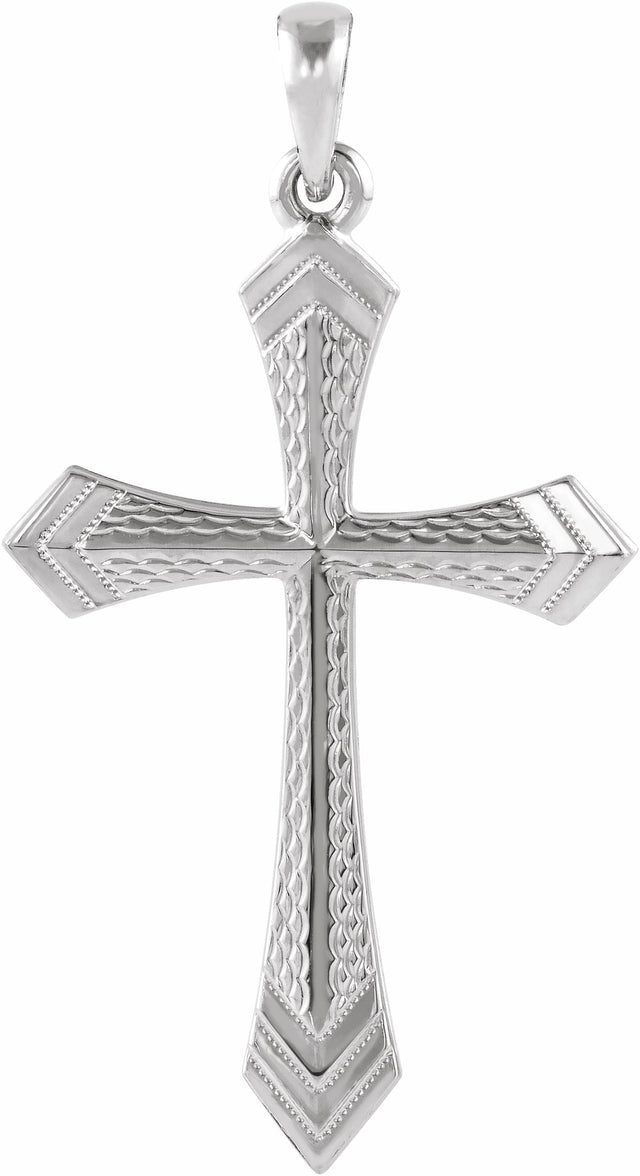 14K White 32x21 mm Cross Pendant 