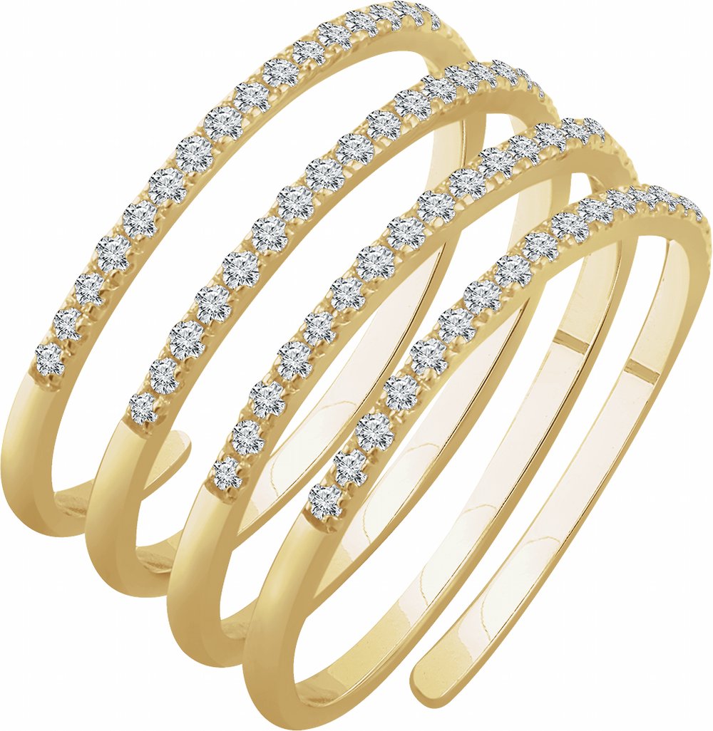 14K Yellow 1/2 CTW Natural Diamond Spiral Ring