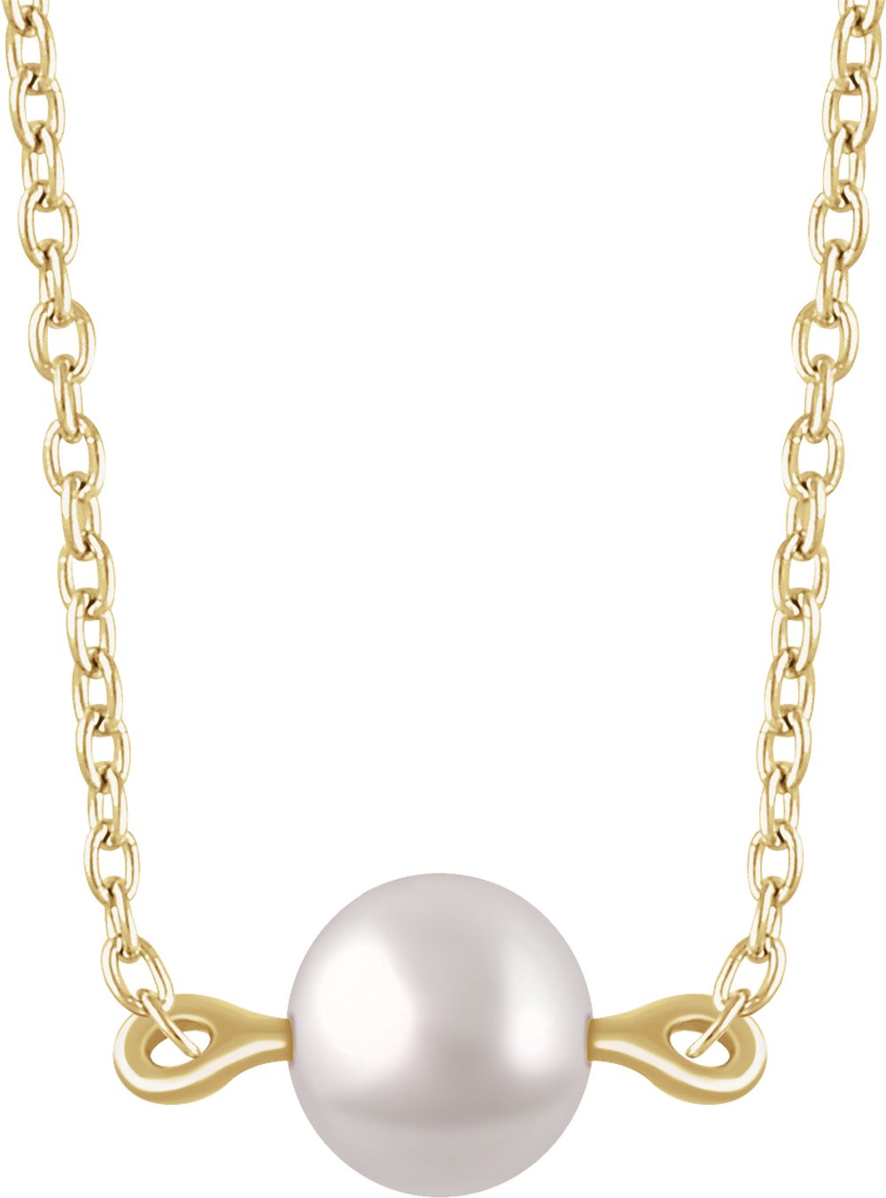 14K Yellow Gold Cultured White Freshwater Pearl 16-18" Necklace