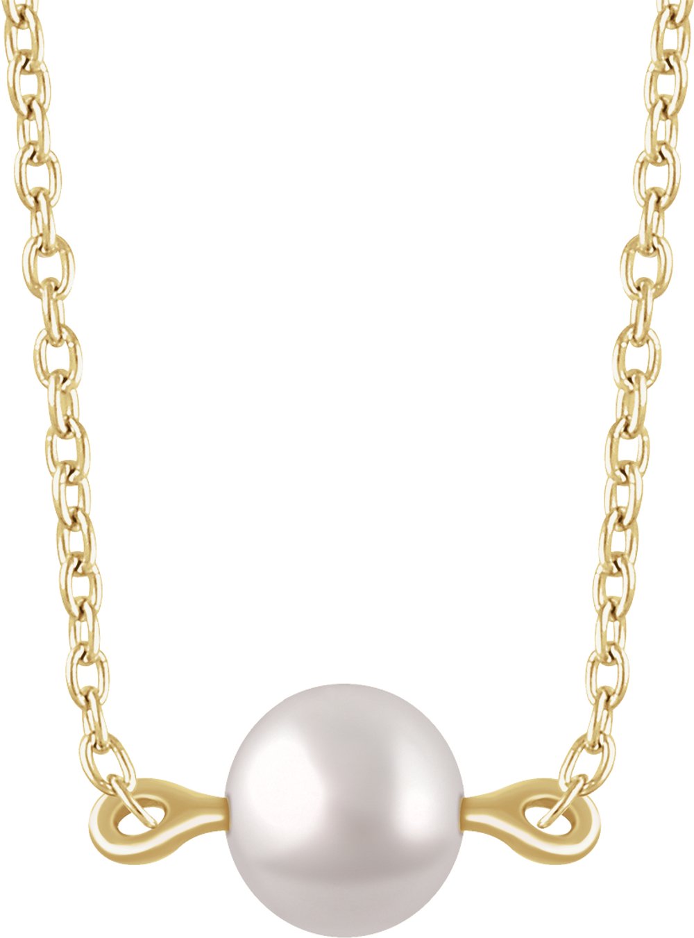 14K Yellow Cultured White Freshwater Pearl 16-18" Necklace