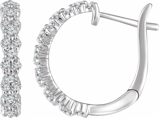 14K White Gold 5/8 CTW Natural Diamond Hoop Earrings  