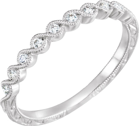 14K White 1/8 CTW Natural Diamond Anniversary Band Size 6