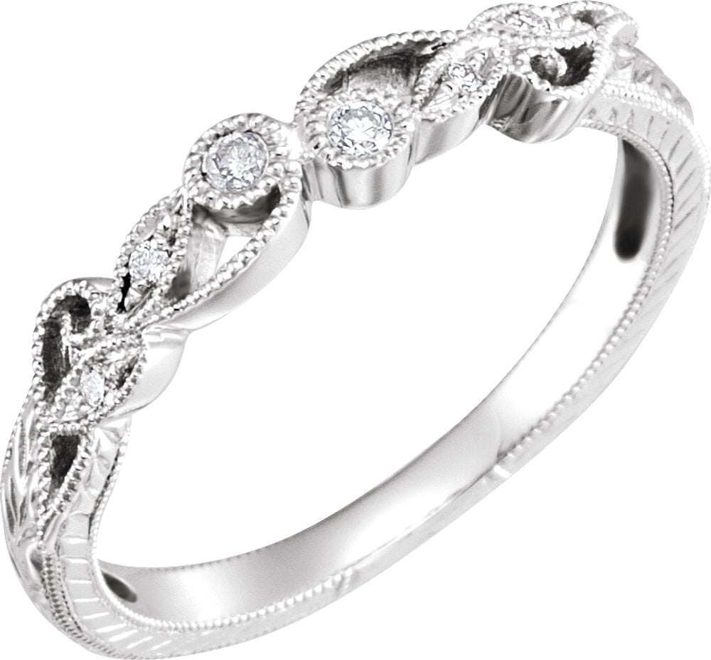 14K White .06 CTW Natural Diamond Anniversary Band Size 6