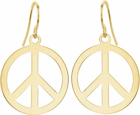 14K Yellow Peace Sign Earrings