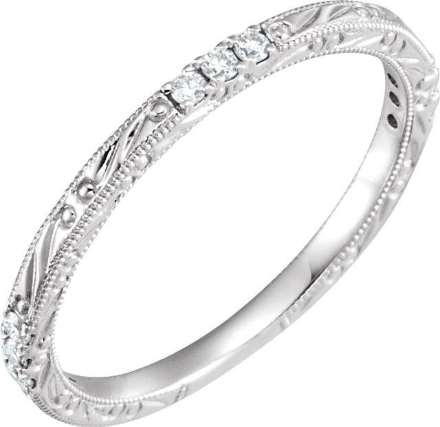 14K White 1/10 CTW Natural Diamond Anniversary Band Size 6