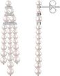 14K White Gold Cultured White Freshwater Pearl & 1/4 CTW Natural Diamond Earrings  