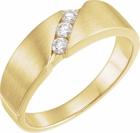 14K Yellow 1/5 CTW Natural Diamond 3-Stone Band Size 9.75