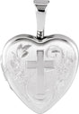 Sterling Silver Heart Locket with Cross