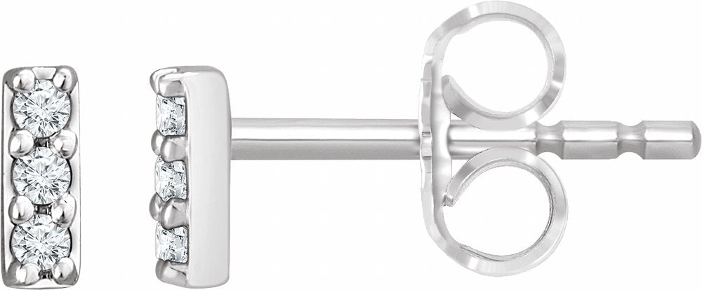 14K White Gold .05 CTW Natural Diamond Bar Earrings