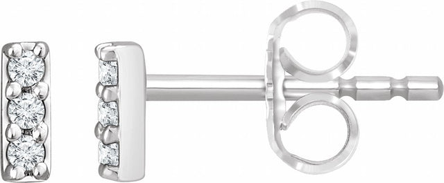 14K White Gold .05 CTW Natural Diamond Bar Earrings