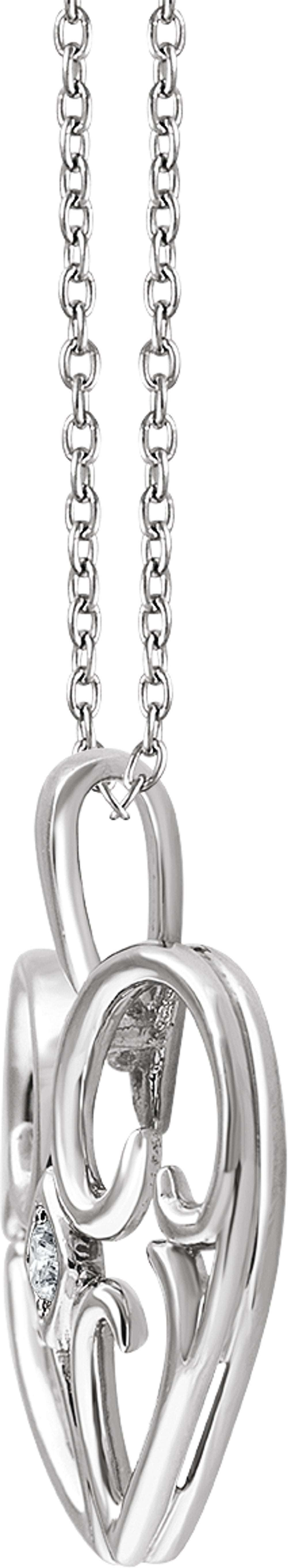 Sterling Silver .03 CT Natural Diamond Heart 16-18" Necklace  