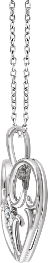 Sterling Silver .03 CT Natural Diamond Heart 16-18" Necklace  