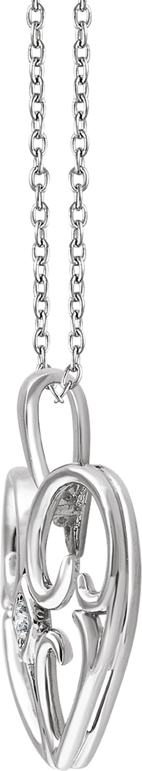 Sterling Silver .03 CT Natural Diamond Heart 16-18" Necklace  