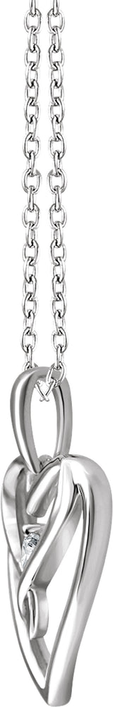 Sterling Silver .05 CT Natural Diamond Heart 16-18" Necklace  