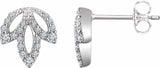 14K White Gold 1/4 CTW Natural Diamond Leaf Earrings 