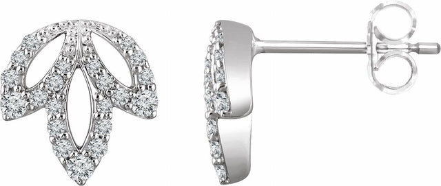14K White Gold 1/4 CTW Natural Diamond Leaf Earrings 