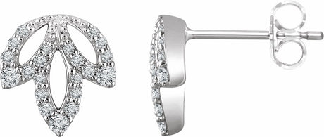 14K White Gold 1/4 CTW Natural Diamond Leaf Earrings 