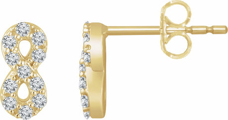 14K Yellow Gold 1/6 CTW Natural Diamond Infinity Earrings
