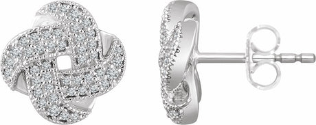 14K White 1/3 CTW Natural Diamond Knot Earrings