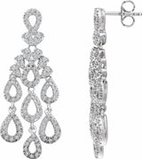 14K White Gold 7/8 CTW Natural Diamond Chandelier Earrings 
