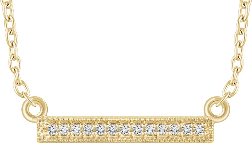 14K Yellow Gold .05 CTW Natural Diamond Bar 16-18" Necklace