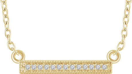 14K Yellow Gold .05 CTW Natural Diamond Bar 16-18" Necklace