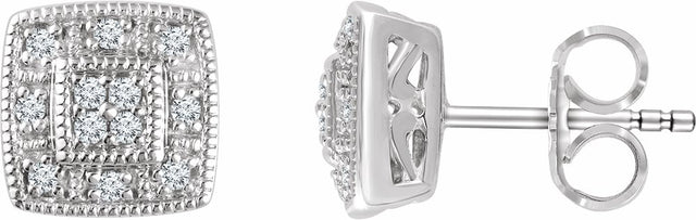 14K White Gold 1/10 CTW Natural Diamond Cluster Earrings
