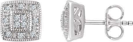 14K White Gold 1/10 CTW Natural Diamond Cluster Earrings