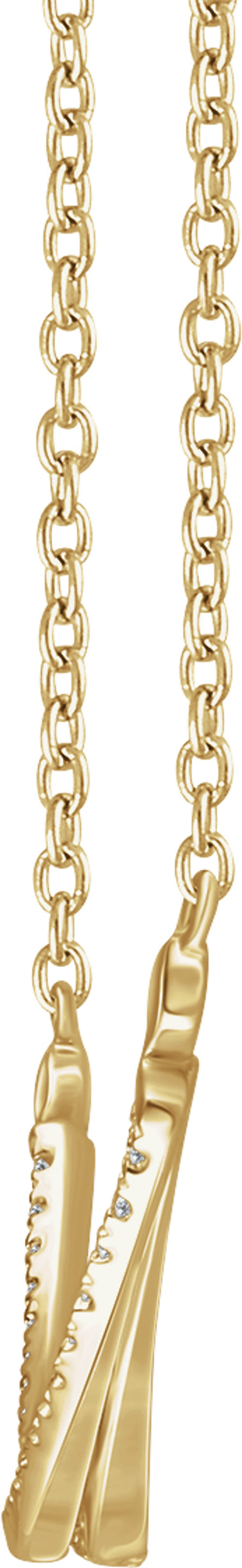 14K Yellow 1/4 CTW Natural Diamond Twisted Bar 16-18" Necklace